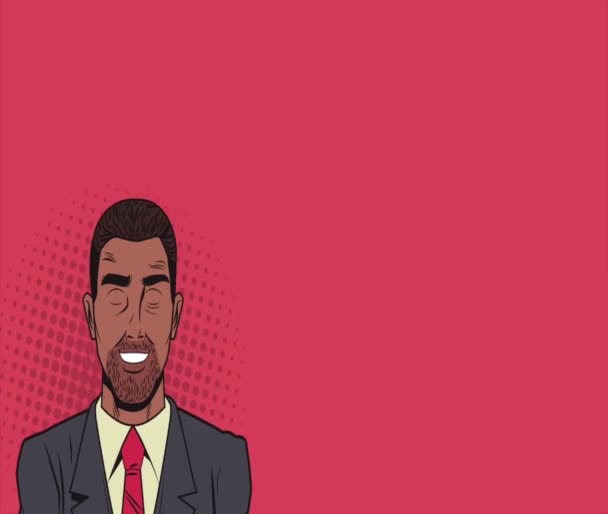 Pop art biznesmen myślenia w Aktówce animacji Hd — Wideo stockowe