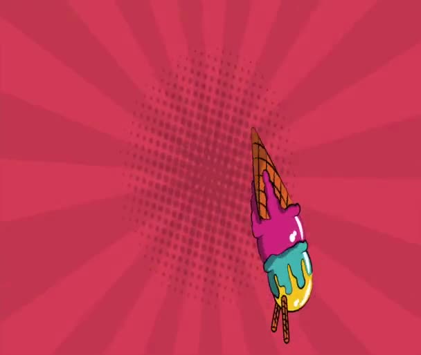 Pop art crème glacée pluie animation HD 