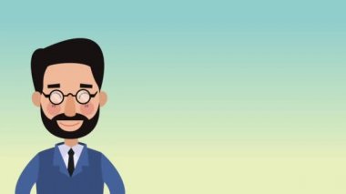 Boş konuşma balonu Hd animasyon ile konuşan işadamı