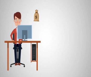 Genç işadamı bilgisayar Hd animasyon