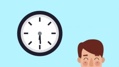 Duvar saati sırasında onun iplik konuşan adam Hd animasyon