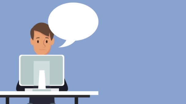 Homme d'affaires au bureau dessin animé animation HD 