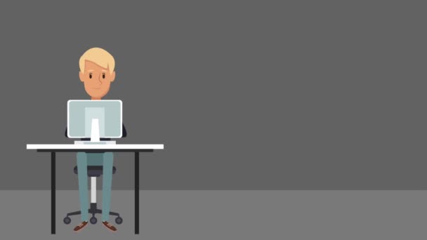 Программист в офисной HD анимации — стоковое видео