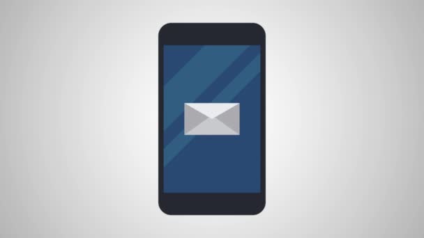 Enviar correo electrónico desde el teléfono inteligente HD animación — Vídeo de stock