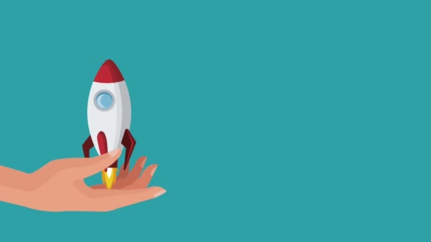 Navire spatial décollant de la main de l'animation HD 