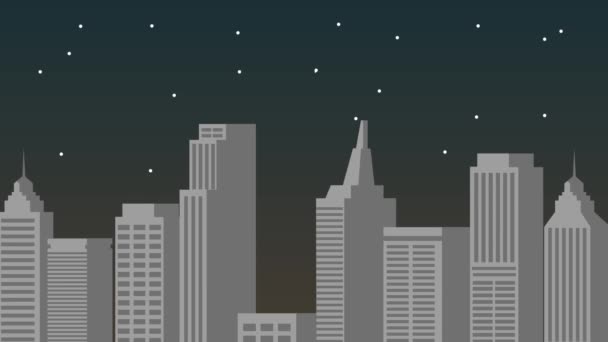 Cityscape at night HD animation — Stock Video