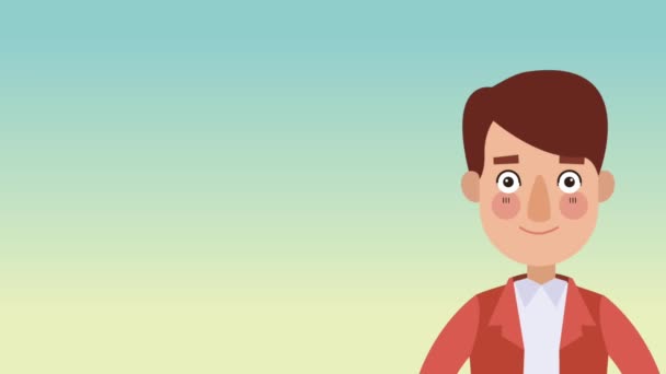Young man talking with blank bubble speech HD animation — Stock Video