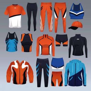 Spor giyim koleksiyonu kümesi