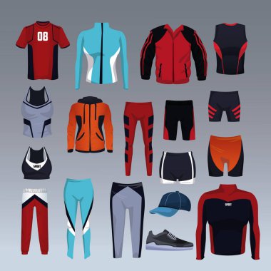 Spor giyim koleksiyonu kümesi