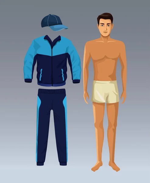 Modèle homme avec des vêtements de fitness — Image vectorielle