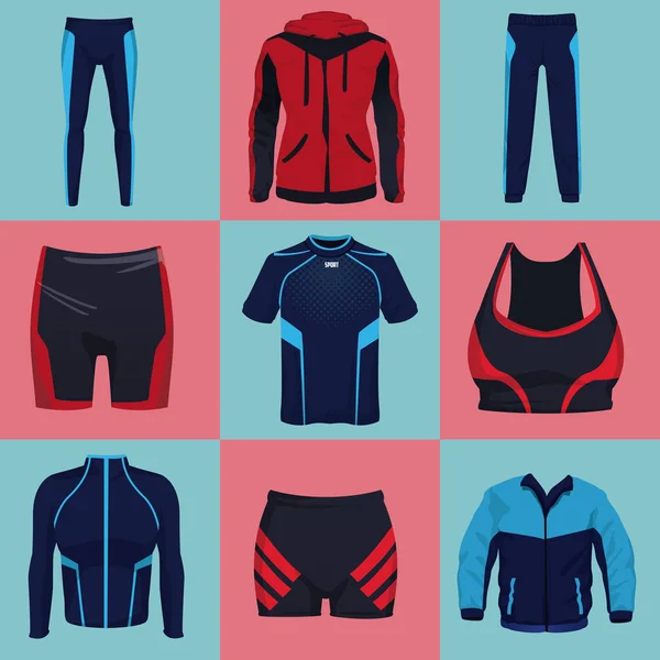 Spor giyim koleksiyonu kümesi — Stok Vektör