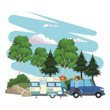 Genç insanlar yolda seyahat