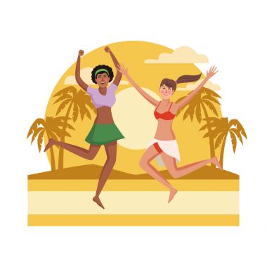 Gençler kumsalda atlama