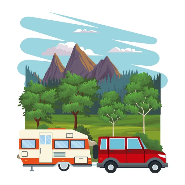 Caravane au paysage — Image vectorielle