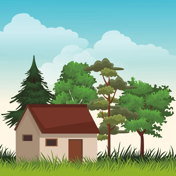 Haus in Naturlandschaft — Stockvektor