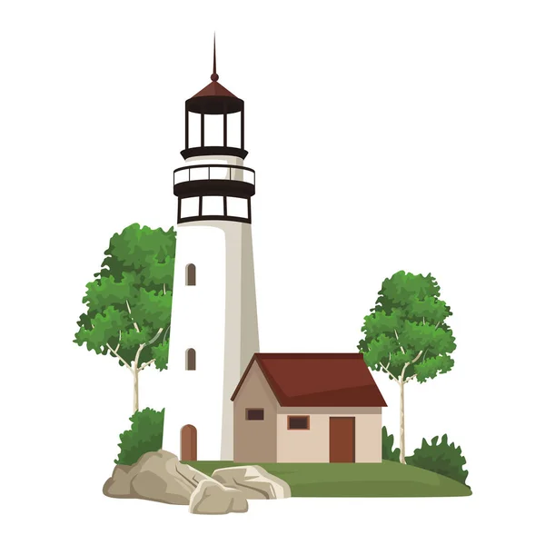 Faro y hermoso paisaje — Vector de stock