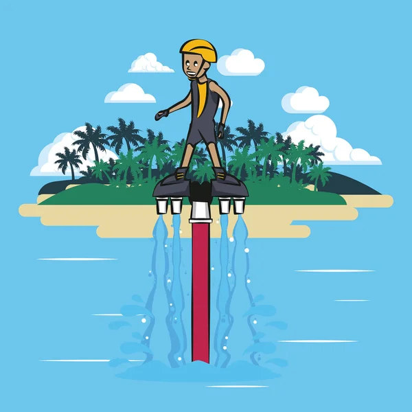 Flysurfing deporte acuático — Vector de stock