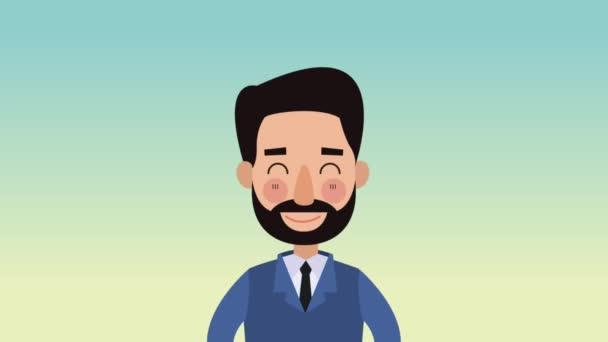 Businessman cartoon talking HD animation — Stock Video