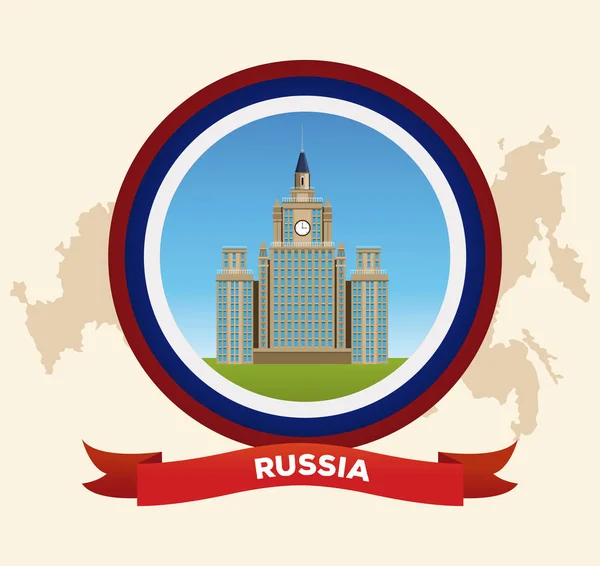 Russland Gebäude auf rundem Symbol — Stockvektor