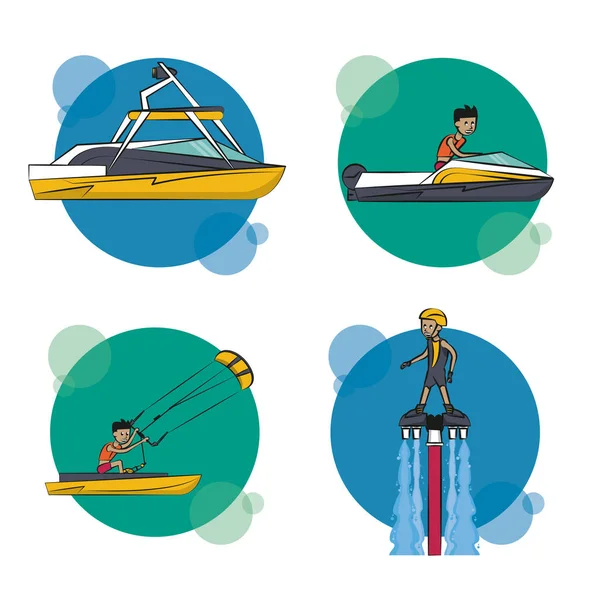 Set of water sports cartoons