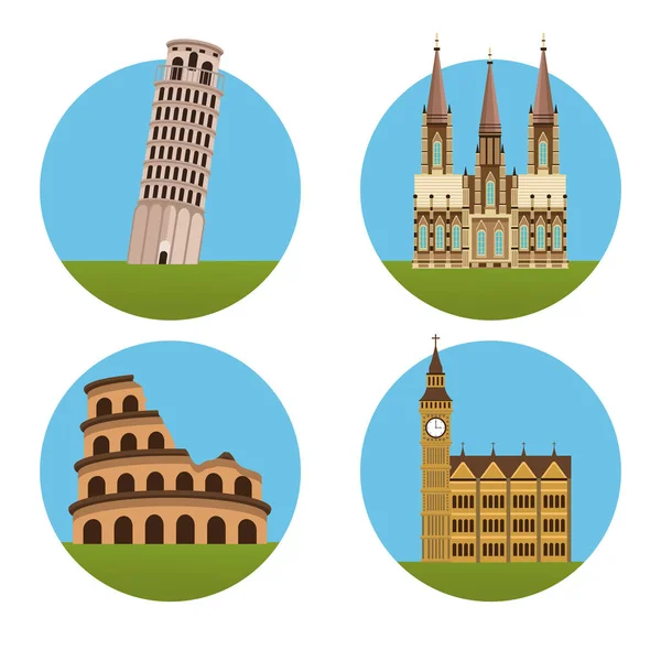 Monumentos de Europa — Vector de stock