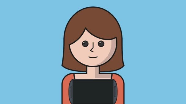 Frau mit Smartphone-Animation — Stockvideo