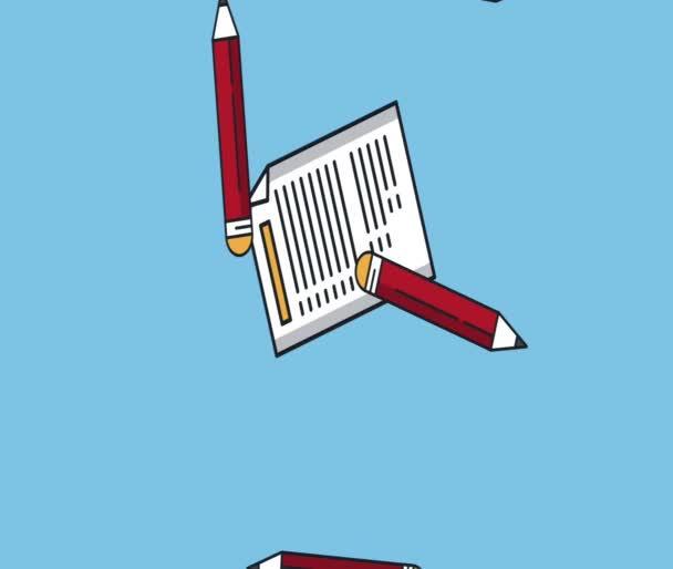 Listy a tužky padají Hd animaci — Stock video