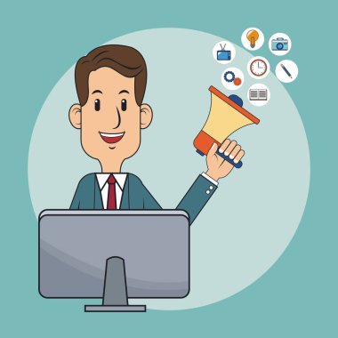 Dijital pazarlama kullanarak iş adamı