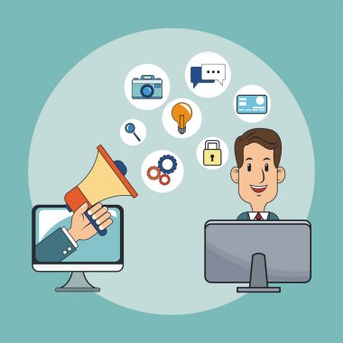 Dijital pazarlama kullanarak iş adamı