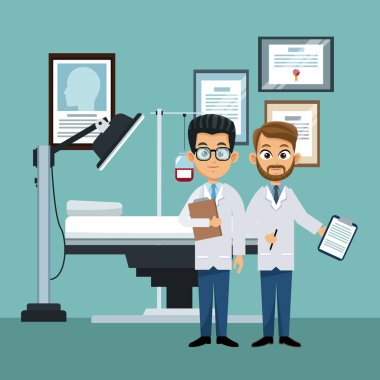 Ofisinde tıbbi ekip çalışması