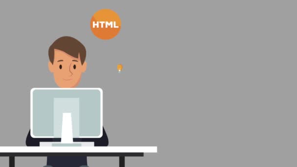 HD animasyon çalışan web geliştirici — Stok video