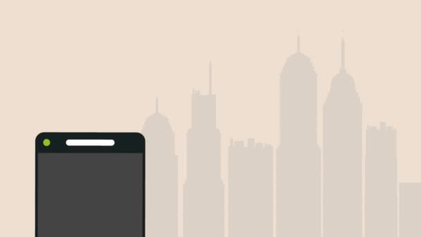 Homme utilisant l'application GPS à l'animation HD de la ville 