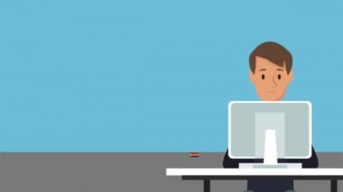 Genç işçiler ofiste Hd animasyon