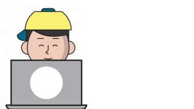 Sosyal ağlarda dizüstü bilgisayar ile adam