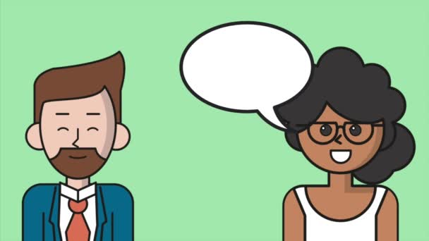 Mujer y hombre de negocios hablando de animación HD — Vídeos de Stock