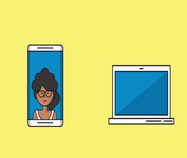 Amis parlant à travers vidéocall animation HD — Video