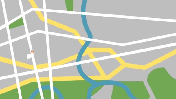 Ubicación del taxi en el mapa de la ciudad HD animación — Vídeos de Stock