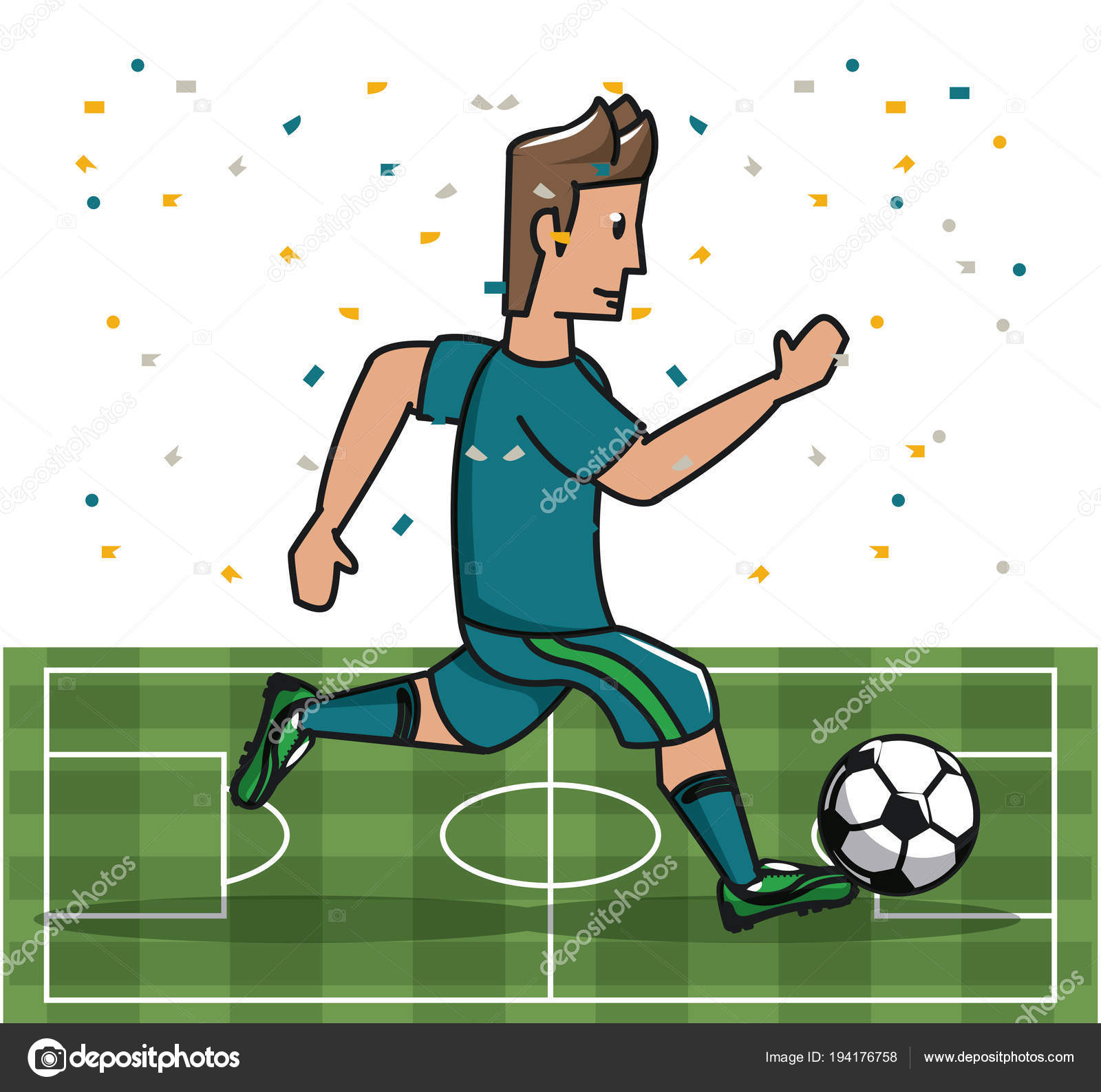 Giocatore Di Calcio Giocando Sul Campo Vettoriali Stock