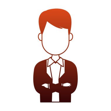 Kırmızı çizgiler üzerinde çizgi film genç adam