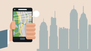 Smartphone Gps app Hd animasyon ile kullanma