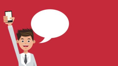 İşadamı ile smartphone Hd animasyon