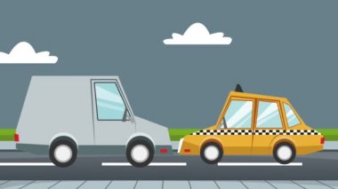 Araba yol Hd animasyon üzerinde crash