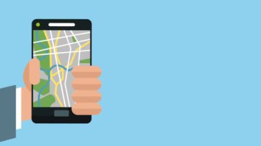 Akıllı telefon HD animasyonlu taksi uygulaması kullanılıyor