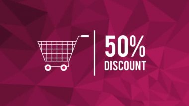 Yüzde elli dicounts shopping cart Hd animasyon