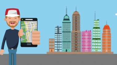 GPS app city adlı Hd animasyon kullanan adam