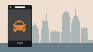 Smartphone Hd animasyon taksi hizmeti uygulaması