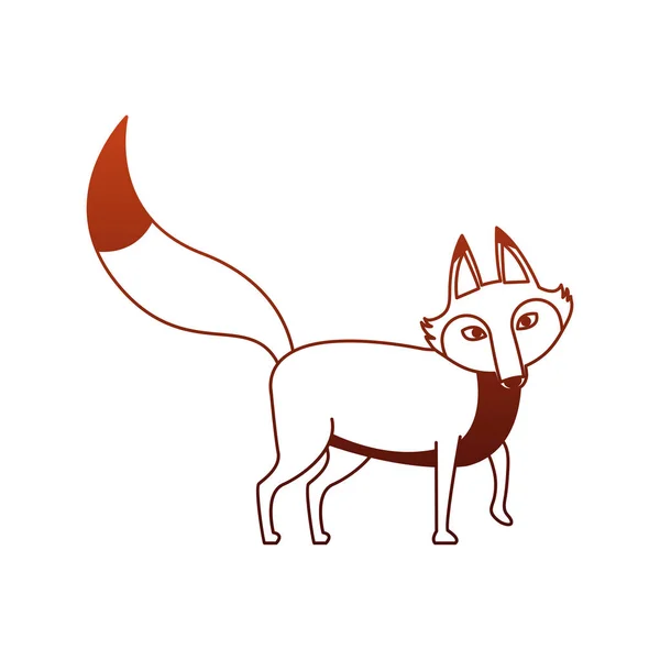 Fox animal salvaje en líneas rojas — Vector de stock