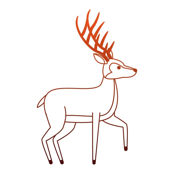 Deer wild animal on red lines — Stock Vector