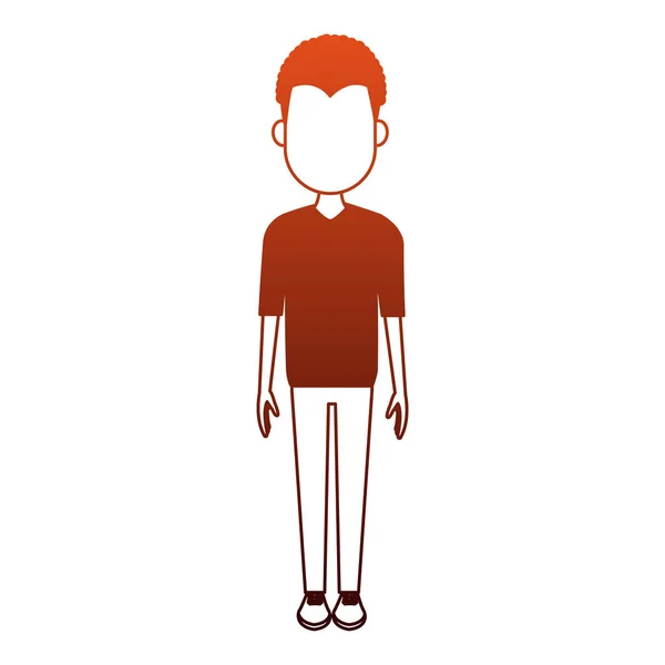 Jeune homme dessin animé sur les lignes rouges — Image vectorielle