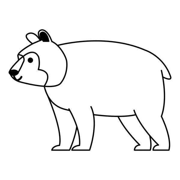 Oso salvaje animal en blanco y negro — Vector de stock